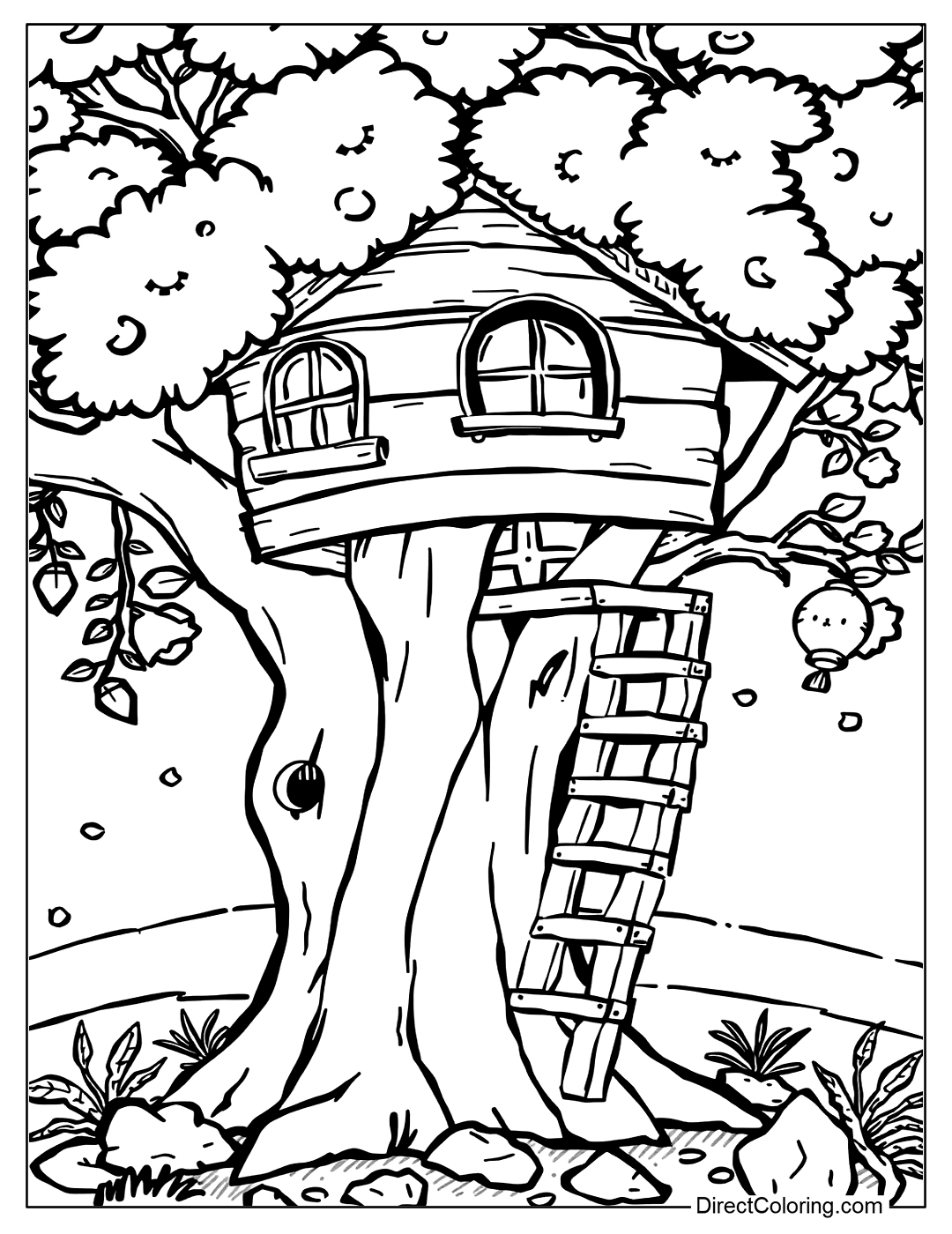 WinnieThe Pooh Tree House Coloring Page of Free